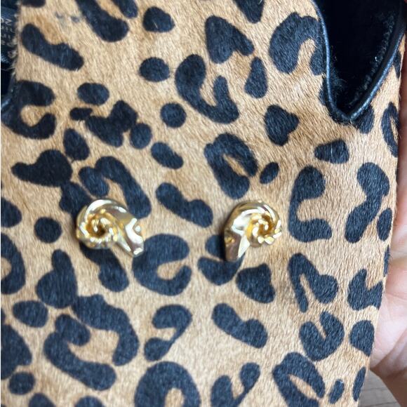 Derek Lam Target Leopard Print Calf Hair Slippers Size 7/8 Faux Fur Lined Comfy - Picture 3 of 7